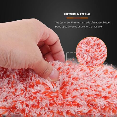 SPTA Microfiber Wheel Brush, Removable Car Wheel Cleaning Brush with 2 Interchangeable Microfiber Covers, Bendable, Firm Rim Cleaner Brush for Wheel Cleaning, Long Non-Slip Handle and Flat Head in Saudi Arabia
