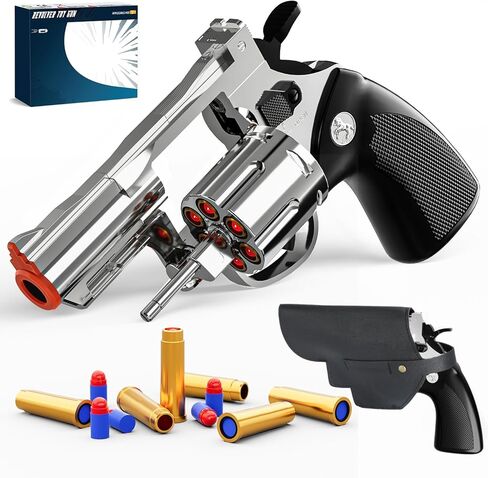 Toy Gun Foam Blaster Soft Bullet Toy Revolver Black, 40 Soft Bullets, Revolver Foam Bullets Blasters Toy Gun,Educational Toy Model for Boys and Girls Aged 6 7 8 9 10+ in Kuwait