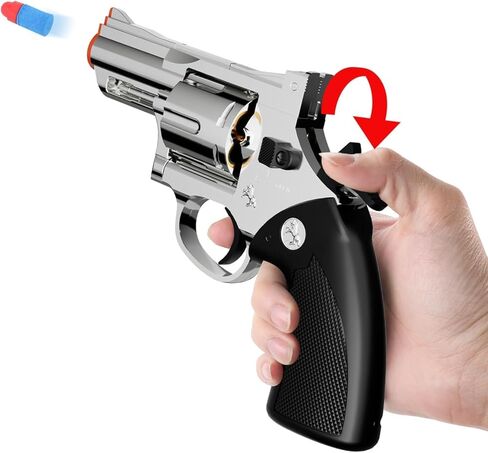 Toy Gun Foam Blaster Soft Bullet Toy Revolver Black, 40 Soft Bullets, Revolver Foam Bullets Blasters Toy Gun,Educational Toy Model for Boys and Girls Aged 6 7 8 9 10+ in Kuwait