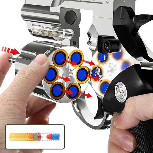 Toy Gun Foam Blaster Soft Bullet Toy Revolver Black, 40 Soft Bullets, Revolver Foam Bullets Blasters Toy Gun,Educational Toy Model for Boys and Girls Aged 6 7 8 9 10+ in Kuwait