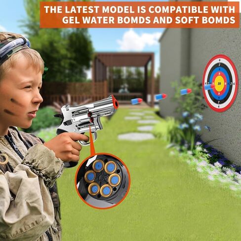 Toy Gun Foam Blaster Soft Bullet Toy Revolver Black, 40 Soft Bullets, Revolver Foam Bullets Blasters Toy Gun,Educational Toy Model for Boys and Girls Aged 6 7 8 9 10+ in Kuwait