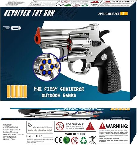Toy Gun Foam Blaster Soft Bullet Toy Revolver Black, 40 Soft Bullets, Revolver Foam Bullets Blasters Toy Gun,Educational Toy Model for Boys and Girls Aged 6 7 8 9 10+ in Kuwait