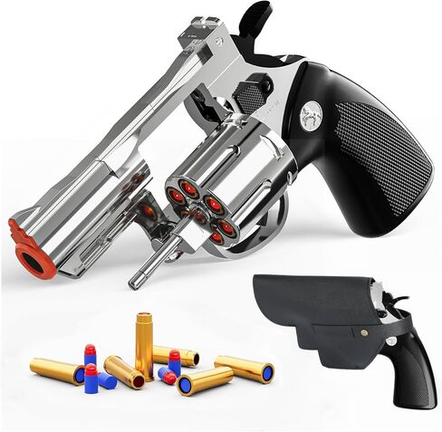 Toy Gun Foam Blaster Soft Bullet Toy Revolver Black, 40 Soft Bullets, Revolver Foam Bullets Blasters Toy Gun,Educational Toy Model for Boys and Girls Aged 6 7 8 9 10+ in Kuwait