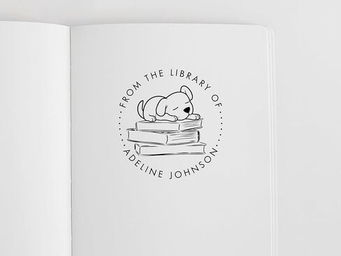 Sleeping Dog Book Embosser Personalized, Puppy Dog Embosser, Book Embosser Stamp, Customized Book Stamp Pet Owner Gift, Library Stamp Personalized, From The Library Of Custom Stamp, in Saudi Arabia