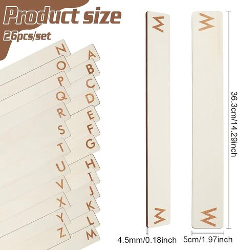 BENECREAT 26Pcs Vinyl Record Dividers, A-Z Alphabet Wood CD Dividers Alphabet LP Separator for Album CD DVD Media Book Alignment, Bookshelf Organization, 14x2inch in Saudi Arabia