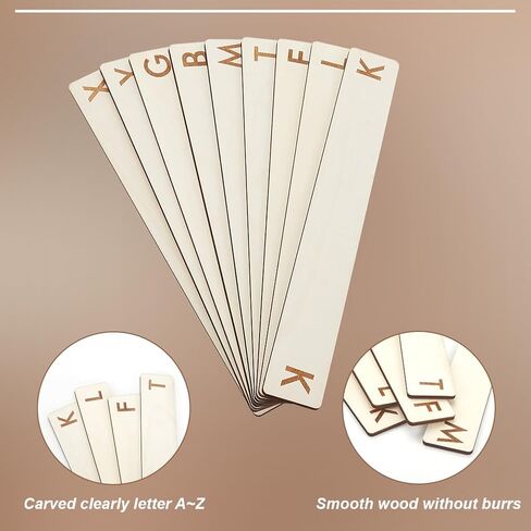 BENECREAT 26Pcs Vinyl Record Dividers, A-Z Alphabet Wood CD Dividers Alphabet LP Separator for Album CD DVD Media Book Alignment, Bookshelf Organization, 14x2inch in Saudi Arabia