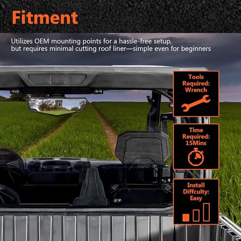 مرآة رؤية جانبية قابلة للتعديل مثبتة على الباب متوافقة مع Polaris Ranger SP570 1000 XP Crew Northstar Pro XD 2018-2025 (فقط للأبواب الكاملة)، ملحقات المرايا المحدبة ذات الزاوية الواسعة، 2889241 in Kuwait