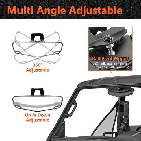 مرآة رؤية جانبية قابلة للتعديل مثبتة على الباب متوافقة مع Polaris Ranger SP570 1000 XP Crew Northstar Pro XD 2018-2025 (فقط للأبواب الكاملة)، ملحقات المرايا المحدبة ذات الزاوية الواسعة، 2889241 in Kuwait