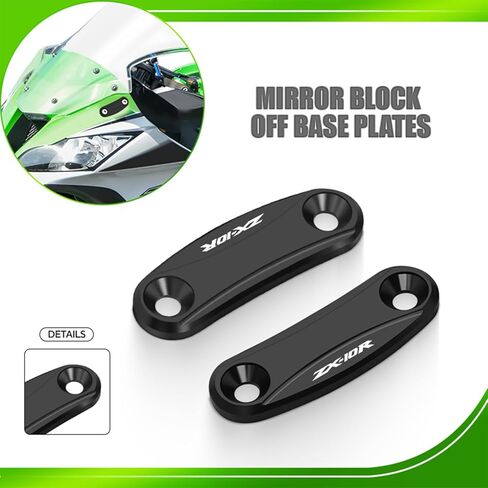 MFGZD Mirror Block Off Base Plates,2 PCS CNC Aluminum Motorcycle Mirror Block Off Plates Compatible with Kawasaki ZX-10R ZX10R 2011-2015 in Saudi Arabia