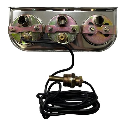 Sherco-Auto Universal Chrome 2" Triple Gauge Set Water Temperature Oil Pressure PSI Ammeter Amperes in Saudi Arabia