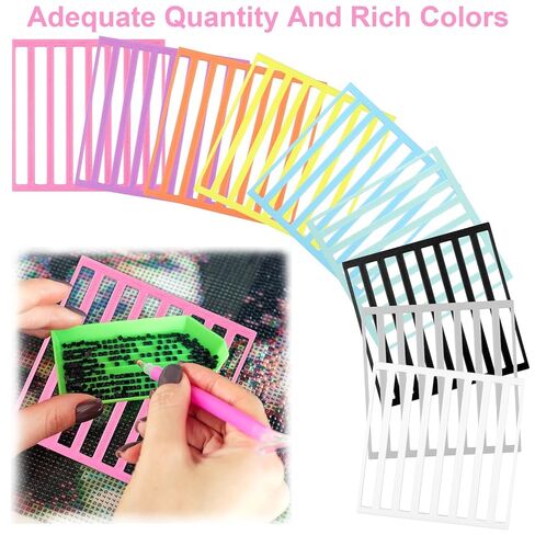 9 قطع مساطر رسم ماسية 9 ألوان مسطرة فنية ماسية قابلة لإعادة الاستخدام أداة محاذاة فنية لدليل الرسم الماسي لعشاق الرسم الماسي in Kuwait