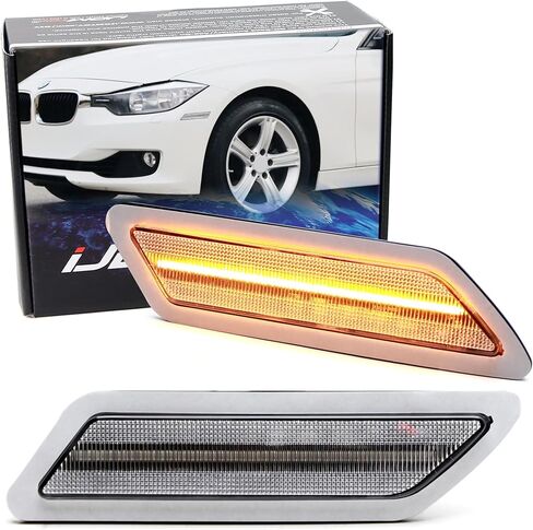 iJDMTOY Dark Smoked Lens Amber Full LED Strip Front Bumper Reflector Replace Side Marker Light Kit Compatible with BMW 2012-2015 Pre-LCI F30 320i 328i 335i, Replace OEM Amber Reflex in Saudi Arabia