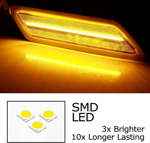 iJDMTOY Dark Smoked Lens Amber Full LED Strip Front Bumper Reflector Replace Side Marker Light Kit Compatible with BMW 2012-2015 Pre-LCI F30 320i 328i 335i, Replace OEM Amber Reflex in Saudi Arabia