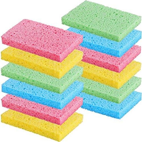 Chuangdi 12 Pcs Sponges Kitchen Bulk Non Scratch Cellulose Sponges Kitchen Assorted Colors Kitchen Sponges for Washing Dishes, 4.7 x 3 INCH(1.5 cm in Thickness) in Saudi Arabia