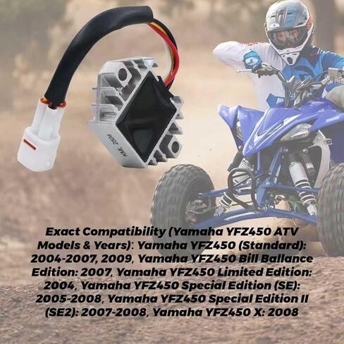 مقوم منظم الجهد الكهربي LOONGPART متوافق مع Yamaha YFZ450 2004-2009 و2012-2013، يناسب إصدارات YFZ450 LE/SE/SP يحل محل OEM 5TG-81960-00-00 1PD-81960-00-00 in Kuwait