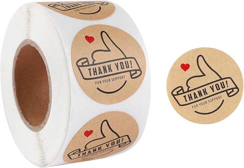 500Pcs/Roll Thank You Stickers,1Inch Kraft Paper Stickers with Strong Adhesive for Small Business Packaging, Envelopes, Gift Bags in Saudi Arabia