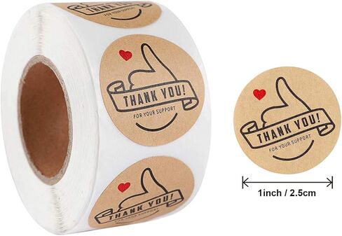 500Pcs/Roll Thank You Stickers,1Inch Kraft Paper Stickers with Strong Adhesive for Small Business Packaging, Envelopes, Gift Bags in Saudi Arabia