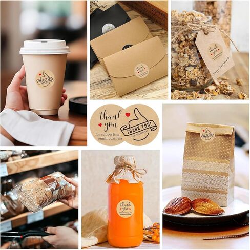 500Pcs/Roll Thank You Stickers,1Inch Kraft Paper Stickers with Strong Adhesive for Small Business Packaging, Envelopes, Gift Bags in Saudi Arabia