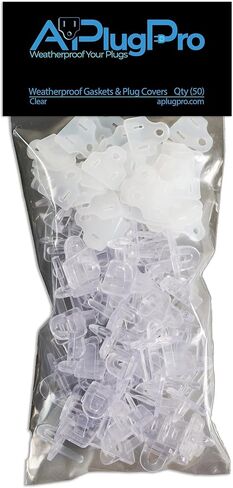(Set of 10, White0 The Original Weatherproof Gaskets & Plug Covers - Made in USA, Outdoor Waterproof GFCI Protectors, Christmas Light Installation, Extension Cords, Stop GFCIs from Tripping in Kuwait
