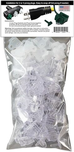 (Set of 10, White0 The Original Weatherproof Gaskets & Plug Covers - Made in USA, Outdoor Waterproof GFCI Protectors, Christmas Light Installation, Extension Cords, Stop GFCIs from Tripping in Kuwait