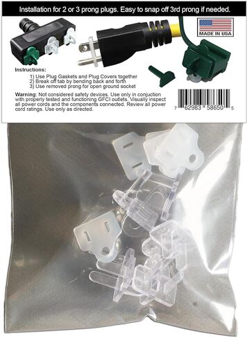 Weatherproof Gaskets & Plug Covers Outdoor/Indoor Waterproof GFCI Protectors | Christmas or String Light Installation, Indoor Gardening, Extension Cords, Stop GFCIs from Tripping (White, Qty 10) in Saudi Arabia