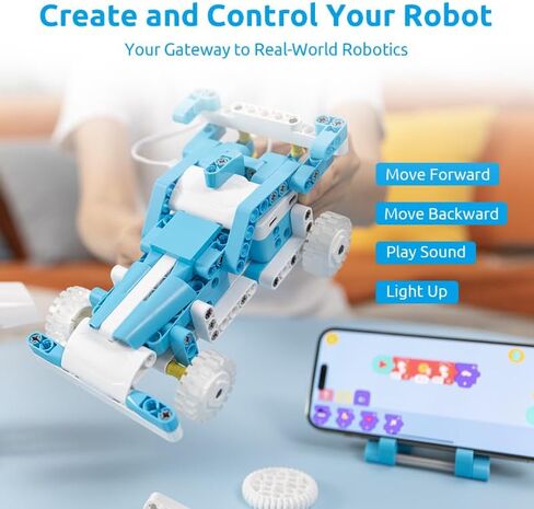 WhalesBot D1 21-in-1 STEM Coding Robot Kit للأطفال (من سن 4 سنوات فما فوق)، مجموعة بناء تعليمية مكونة من 280+ قطعة مع التحكم بالتطبيق والبرمجة، وتوجيهات التطبيقات ثلاثية الأبعاد، هدية لعبة مثالية للأولاد والبنات in Kuwait