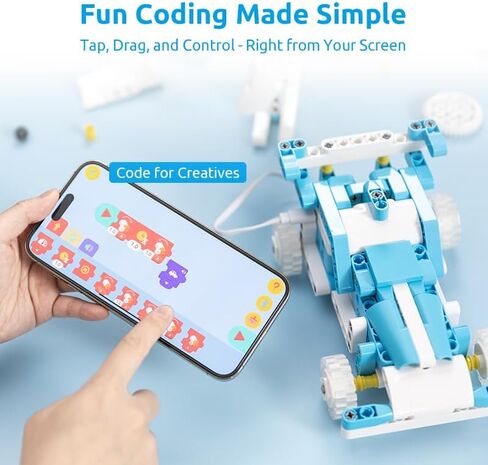 WhalesBot D1 21-in-1 STEM Coding Robot Kit للأطفال (من سن 4 سنوات فما فوق)، مجموعة بناء تعليمية مكونة من 280+ قطعة مع التحكم بالتطبيق والبرمجة، وتوجيهات التطبيقات ثلاثية الأبعاد، هدية لعبة مثالية للأولاد والبنات in Kuwait