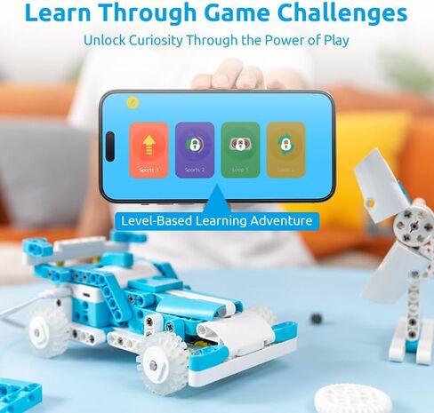 WhalesBot D1 21-in-1 STEM Coding Robot Kit للأطفال (من سن 4 سنوات فما فوق)، مجموعة بناء تعليمية مكونة من 280+ قطعة مع التحكم بالتطبيق والبرمجة، وتوجيهات التطبيقات ثلاثية الأبعاد، هدية لعبة مثالية للأولاد والبنات in Kuwait