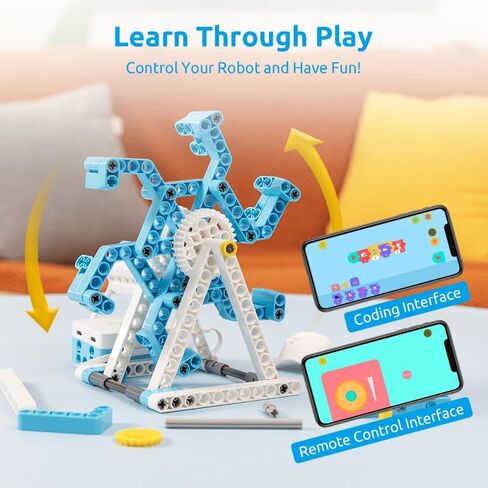 WhalesBot D1 21-in-1 STEM Coding Robot Kit للأطفال (من سن 4 سنوات فما فوق)، مجموعة بناء تعليمية مكونة من 280+ قطعة مع التحكم بالتطبيق والبرمجة، وتوجيهات التطبيقات ثلاثية الأبعاد، هدية لعبة مثالية للأولاد والبنات in Kuwait