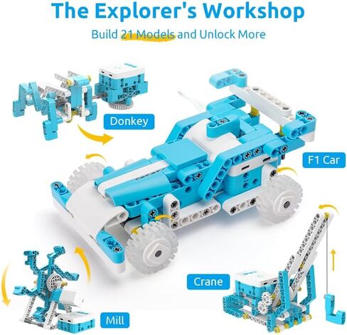 WhalesBot D1 21-in-1 STEM Coding Robot Kit للأطفال (من سن 4 سنوات فما فوق)، مجموعة بناء تعليمية مكونة من 280+ قطعة مع التحكم بالتطبيق والبرمجة، وتوجيهات التطبيقات ثلاثية الأبعاد، هدية لعبة مثالية للأولاد والبنات in Kuwait