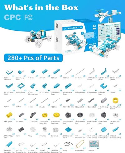 WhalesBot D1 21-in-1 STEM Coding Robot Kit للأطفال (من سن 4 سنوات فما فوق)، مجموعة بناء تعليمية مكونة من 280+ قطعة مع التحكم بالتطبيق والبرمجة، وتوجيهات التطبيقات ثلاثية الأبعاد، هدية لعبة مثالية للأولاد والبنات in Kuwait