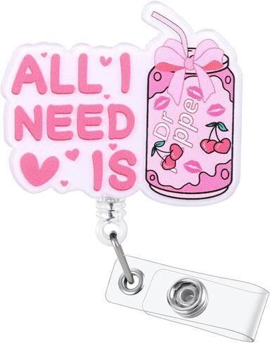 بكرة شارة ممرضة مضحكة من Pink Bow Soda، حامل شارة بطاقة الهوية قابل للسحب لطيف Coquette Soda Pop، صديق شارة الاسم لRN CNA LPN الممرضة طالب التمريض والعاملين الاجتماعيين، هدايا الممرضات in Kuwait