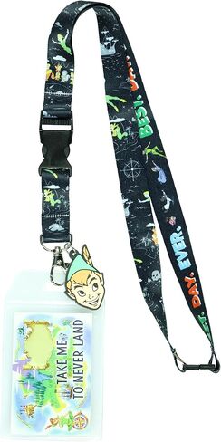 Disney Peter Pan Best Day Ever Lanyard with Clear ID Badge Holder and 2" Rubber Peter Pan Charm in Saudi Arabia