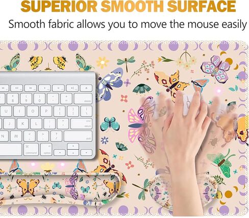 ARTSO Large Gaming Mouse Pad, Keyboard Wrist Rest Pad & Wrist Support Mousepad Set, Stitched Edge, Extended, Non-Slip Base, Memory Foam Desk Mat for Office, Home, Abstract Art Marble in Kuwait