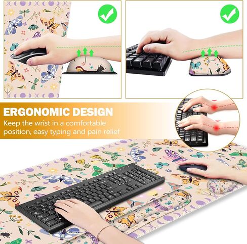 ARTSO Large Gaming Mouse Pad, Keyboard Wrist Rest Pad & Wrist Support Mousepad Set, Stitched Edge, Extended, Non-Slip Base, Memory Foam Desk Mat for Office, Home, Abstract Art Marble in Kuwait