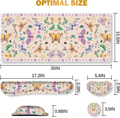 ARTSO Large Gaming Mouse Pad, Keyboard Wrist Rest Pad & Wrist Support Mousepad Set, Stitched Edge, Extended, Non-Slip Base, Memory Foam Desk Mat for Office, Home, Abstract Art Marble in Kuwait