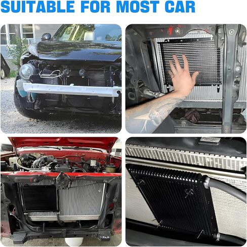 BARTOO Universal Transmission Oil Cooler, Aluminum 25 Row Plate & Fin Transmission Cooler,Black in Saudi Arabia