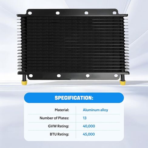 BARTOO Universal Transmission Oil Cooler, Aluminum 25 Row Plate & Fin Transmission Cooler,Black in Saudi Arabia
