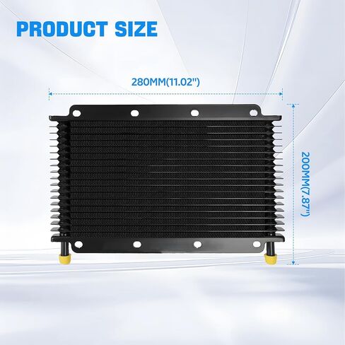 BARTOO Universal Transmission Oil Cooler, Aluminum 25 Row Plate & Fin Transmission Cooler,Black in Saudi Arabia