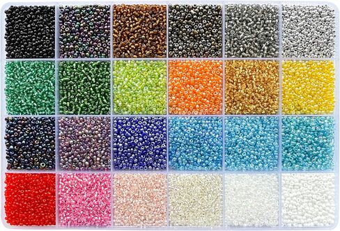 24000PCS 2mm Glass Seed Beads Kit – 24 Assorted Colors Small Beads Set for Jewelry Making, DIY Bracelets, Necklaces, Earrings, Craft Projects in Saudi Arabia