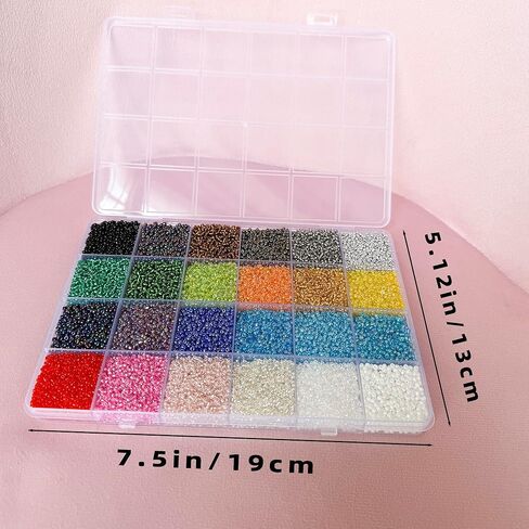 24000PCS 2mm Glass Seed Beads Kit – 24 Assorted Colors Small Beads Set for Jewelry Making, DIY Bracelets, Necklaces, Earrings, Craft Projects in Saudi Arabia