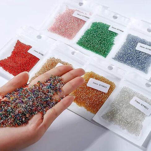 24000PCS 2mm Glass Seed Beads Kit – 24 Assorted Colors Small Beads Set for Jewelry Making, DIY Bracelets, Necklaces, Earrings, Craft Projects in Saudi Arabia