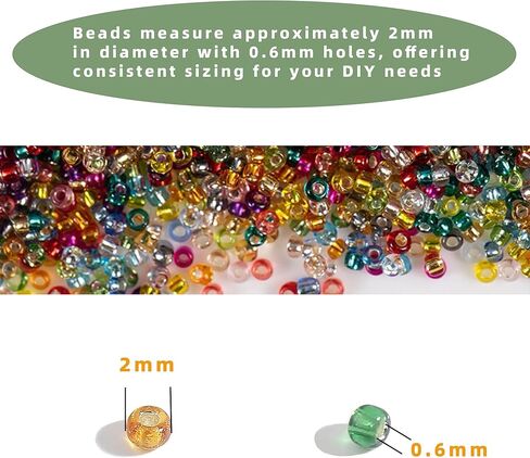 24000PCS 2mm Glass Seed Beads Kit – 24 Assorted Colors Small Beads Set for Jewelry Making, DIY Bracelets, Necklaces, Earrings, Craft Projects in Saudi Arabia