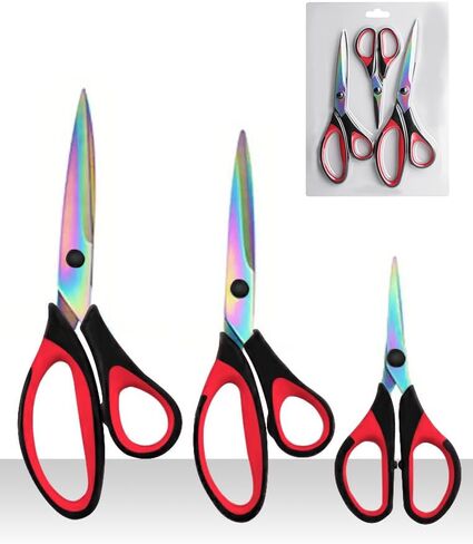 3-Pack Scissors 9.5"Professional Multipurpose Scissors Tool Great for Adults, Office, Sewing, School and Home Supplies,Red and Black in Saudi Arabia