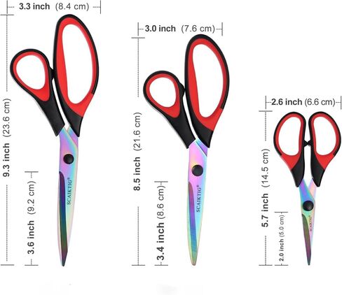 3-Pack Scissors 9.5"Professional Multipurpose Scissors Tool Great for Adults, Office, Sewing, School and Home Supplies,Red and Black in Saudi Arabia