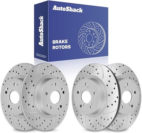 استبدال دوارات الفرامل الأمامية والخلفية المحفورة والمشقوقة من AutoShack لـ 2006-2009 Honda Accord 2009-2014 Acura TSX 2.4L 3.0L 3.5L V6 FWD Black E-Coated 4-PC Set NightGuard in Saudi Arabia