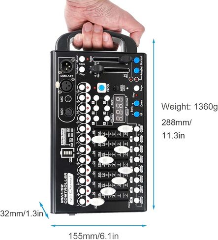 Built-in Battery Ultra-Thin Portable DMX512 Console 192CH programmable Stage Lighting Controller 240 Different Scenes for DJ Bands Bars Pubs Clubs Family Party Wedding etc in Kuwait