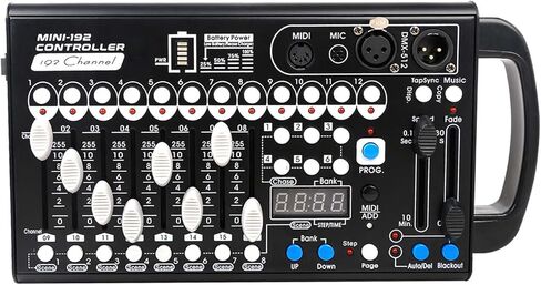 Built-in Battery Ultra-Thin Portable DMX512 Console 192CH programmable Stage Lighting Controller 240 Different Scenes for DJ Bands Bars Pubs Clubs Family Party Wedding etc in Kuwait