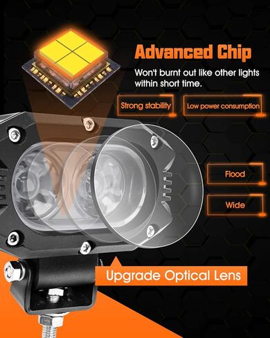 UNI-SHINE قطعتان من مصابيح LED مقاس 4 بوصة، أضواء مكعبة للقيادة والفيضانات على الطرق الوعرة للدراجات النارية والشاحنات وATV وUTV وSUV والقارب in Kuwait