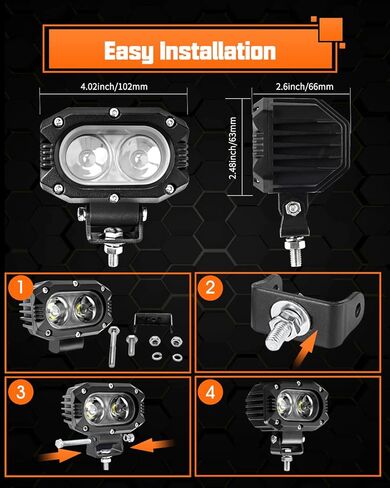 UNI-SHINE قطعتان من مصابيح LED مقاس 4 بوصة، أضواء مكعبة للقيادة والفيضانات على الطرق الوعرة للدراجات النارية والشاحنات وATV وUTV وSUV والقارب in Kuwait